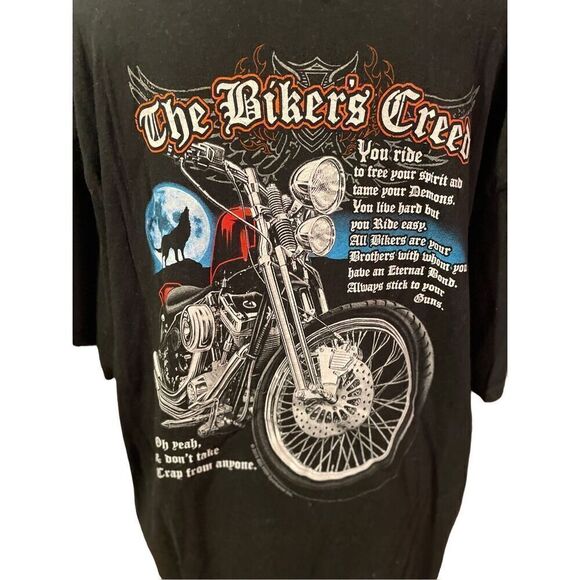 Men's Bikers Creed T-shirt Graphic Short Sleeve Black Size 2XL - Picture 7 of 8